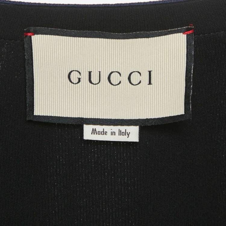 Pre Owned  Gucci Black Crepe StripeTrim Detail Mini Dress XS  