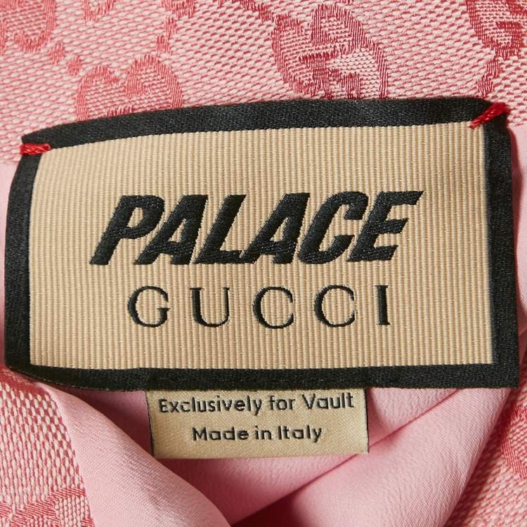 Pre Owned Gucci x Palace Pink GG Jacquard Crystal Details Mini Skirt S