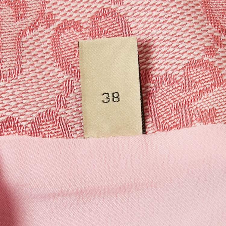 Pre Owned Gucci x Palace Pink GG Jacquard Crystal Details Mini Skirt S