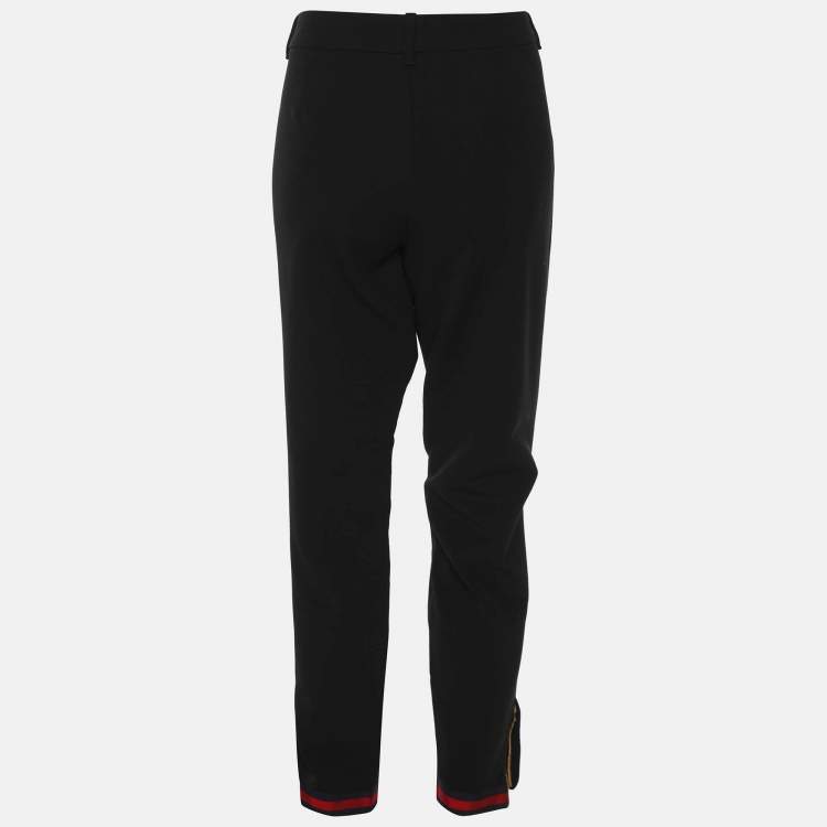 Pre Owned Gucci Black Stretch Crepe Web Pants L