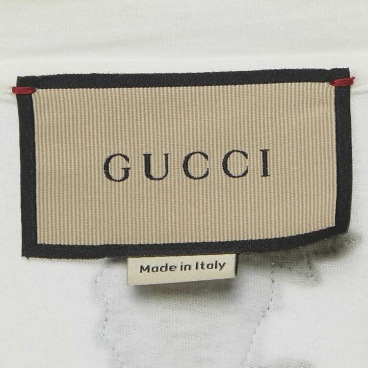 مملوكة مسبقًا Gucci White Logo Print Cotton Distressed T-Shirt XXS  