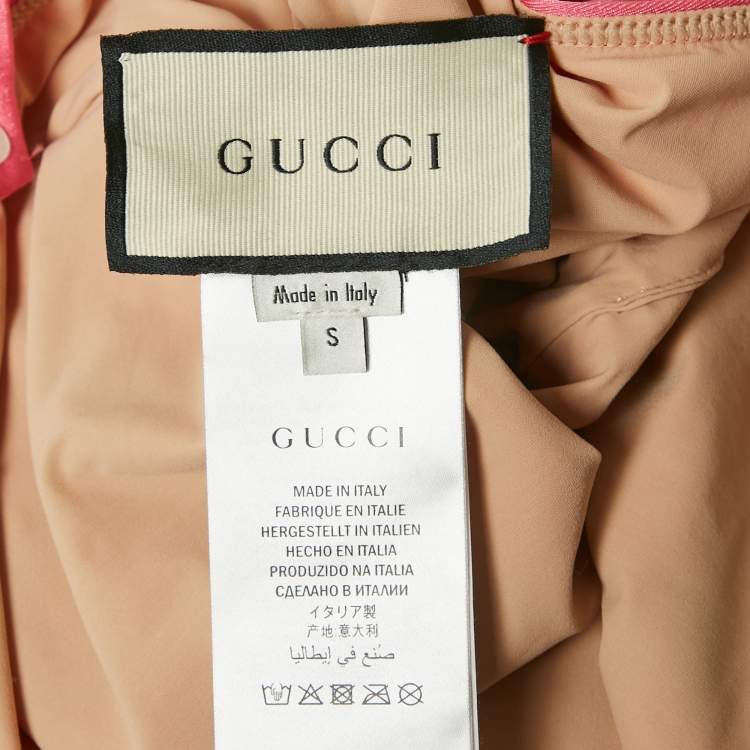 Pre Owned Gucci Pink Logo Print Jersey Cross-Over Strap Detail Swimsuit S