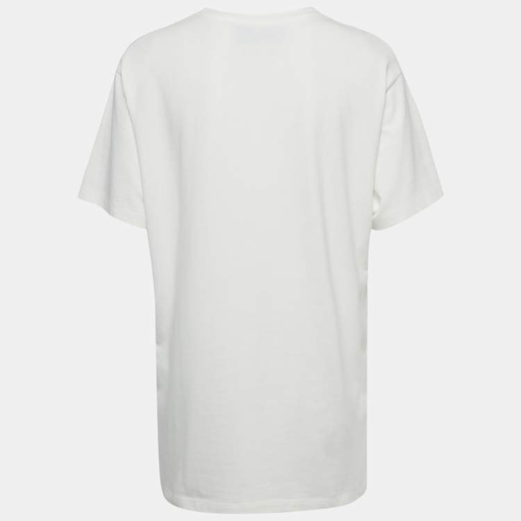 Pre Owned Gucci White Interlocking GG Web Print Cotton T-Shirt S