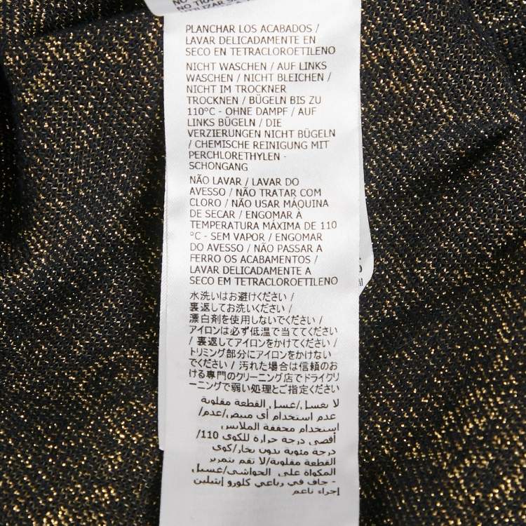Pre Owned Gucci Navy Blue/Gold Logo Pattern Lamé Cotton Blend Top XL 