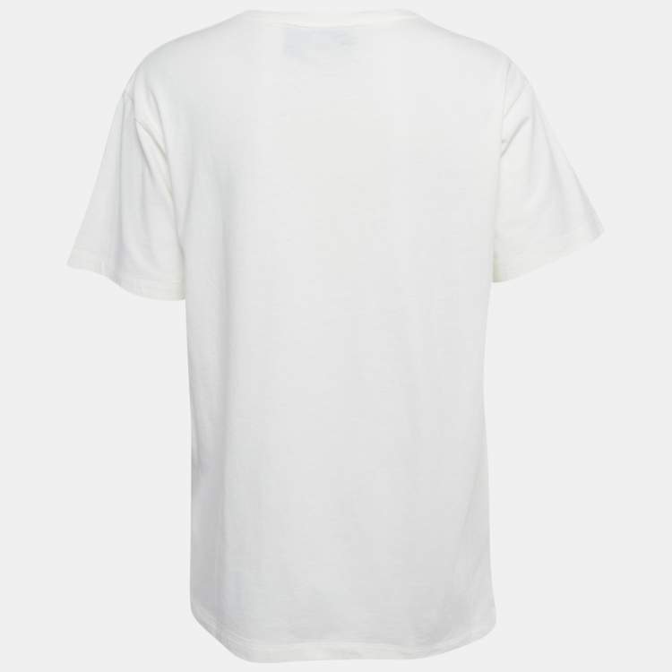 Pre Owned Gucci White Interlocking G Heart Print Cotton Oversized T-Shirt XXS