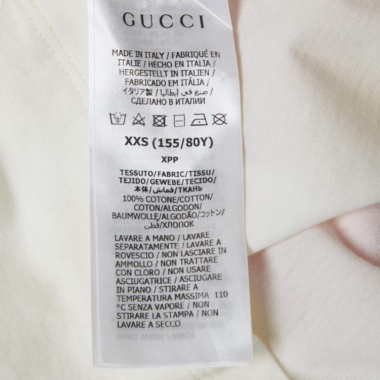 Pre Owned Gucci White Interlocking G Heart Print Cotton Oversized T-Shirt XXS