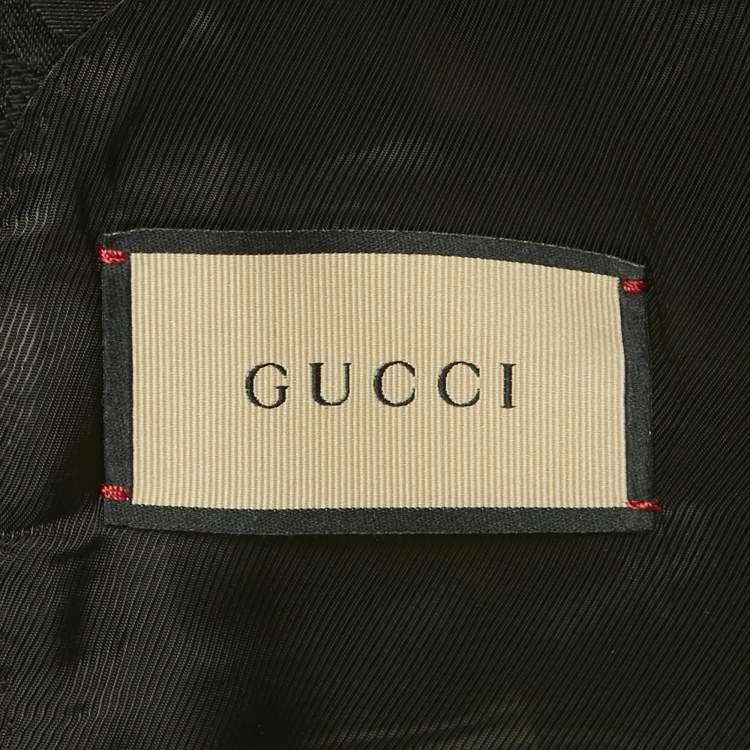 Pre Owned Gucci Black GG Jacquard Single Breasted Blazer M 