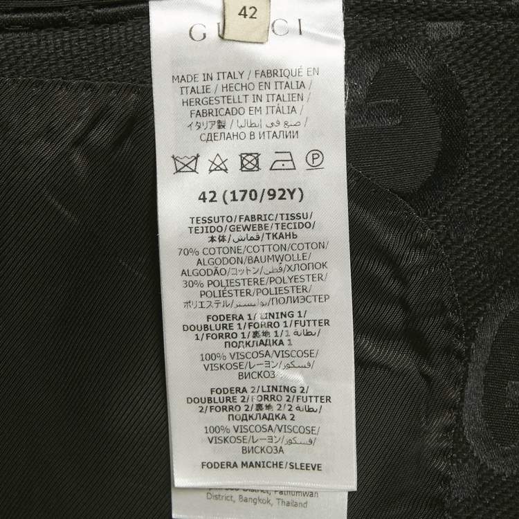 Pre Owned Gucci Black GG Jacquard Single Breasted Blazer M 