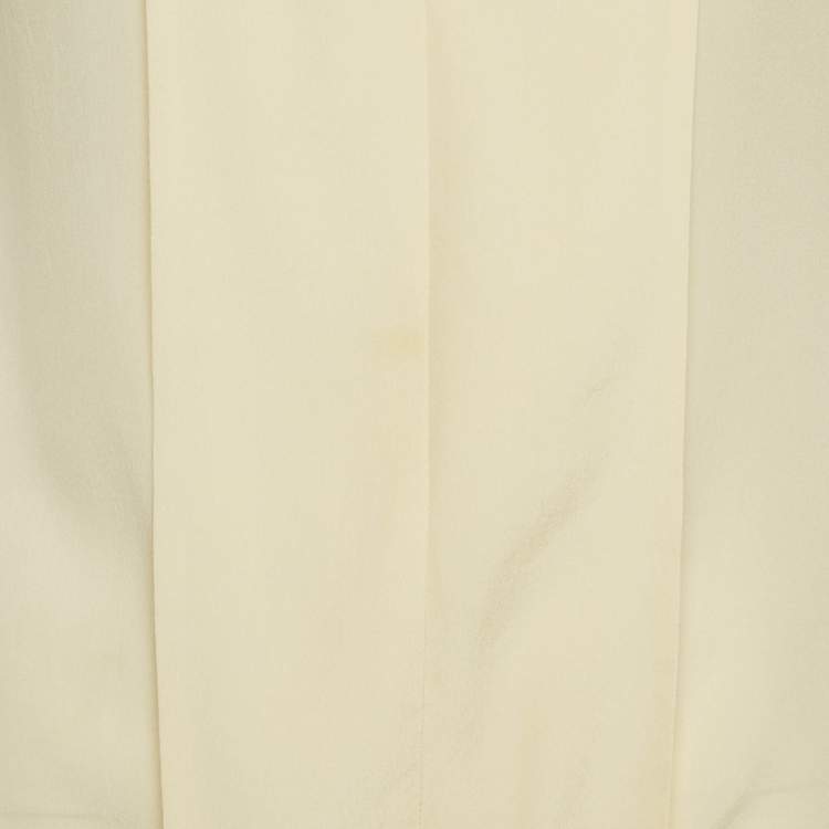 Pre Owned Gucci Cream Crepe and Knit Sleeveless Top M