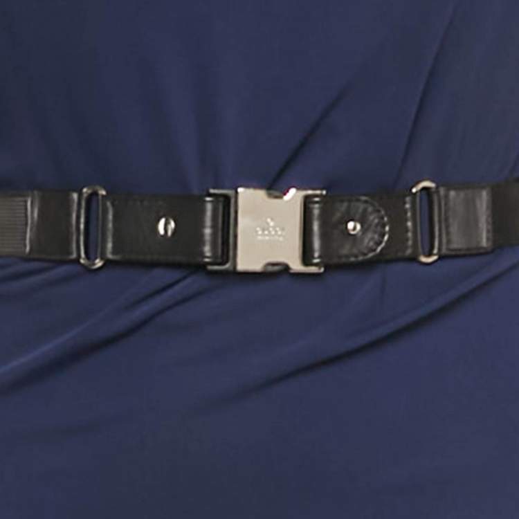 Pre Owned Gucci Navy Blue Jersey Belt Detail Knee-Length Dress M