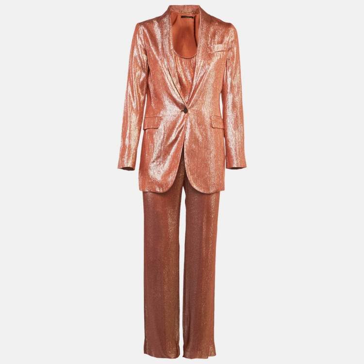 Pre Owned  Gucci Iridescent Rust Lame & Silk 3 Piece Set S/M 