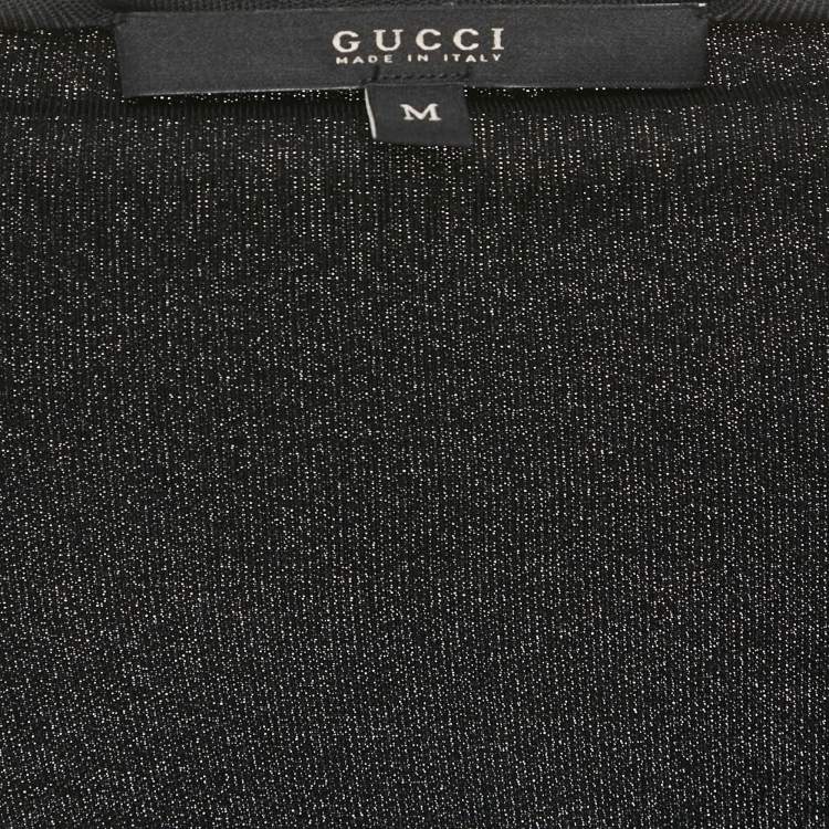 Pre Owned Gucci Black Jersey Cowl Neck Belted Short Dress M 