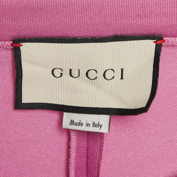 Pre Owned Gucci Pink Cotton Crepe Stripe Band Trim Stirrup Trousers M