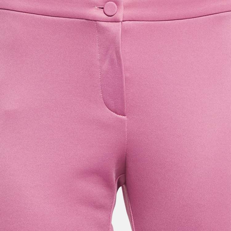 Pre Owned Gucci Pink Cotton Crepe Stripe Band Trim Stirrup Trousers M