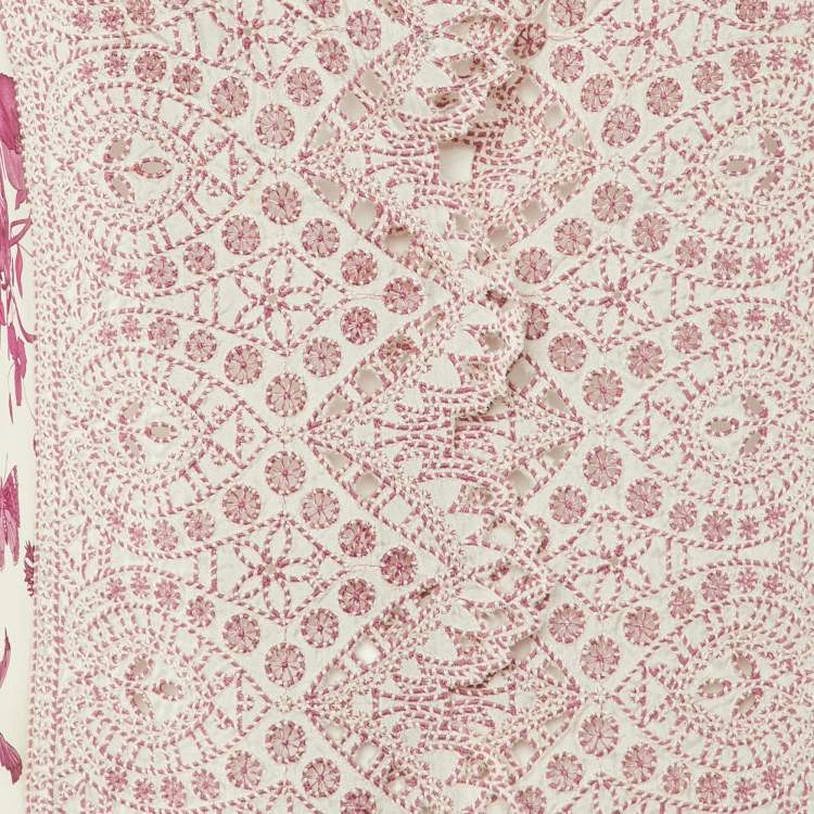 Pre Owned Gucci Pink Floral Print Silk Button Front Blouse S