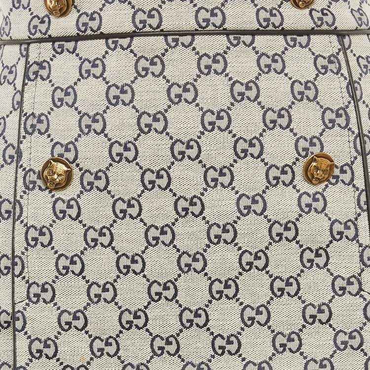 Pre Owned Gucci Blue GG Supreme Jacquard Button Detail Knee-Length Skirt S