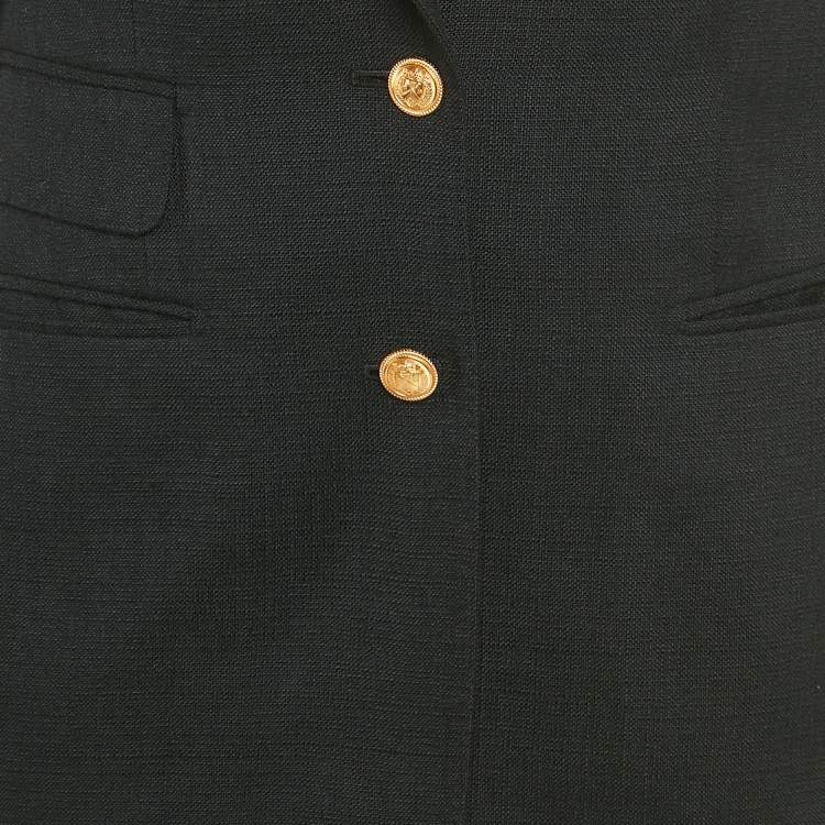 Pre Owned Gucci Black Viscose Logo Patch Single Breasted Blaze S 