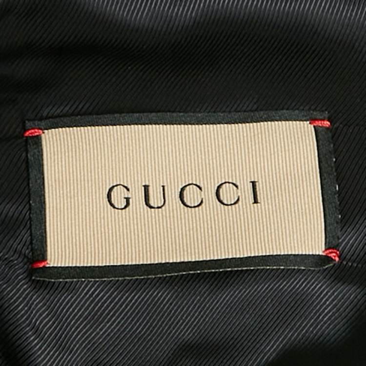 Pre Owned Gucci Black Viscose Logo Patch Single Breasted Blaze S 
