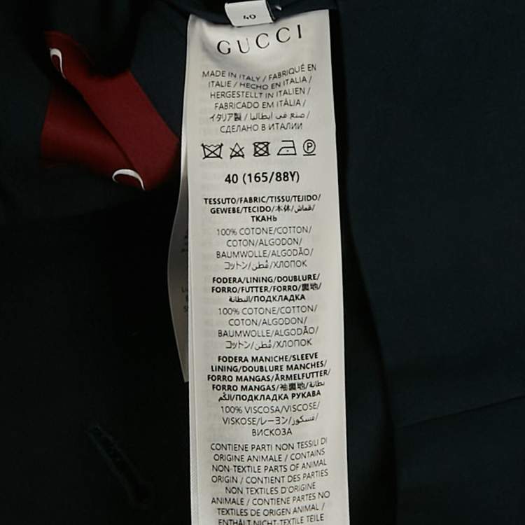 Pre Owned Gucci Navy Blue Cotton Tailored Pants Suit Set S