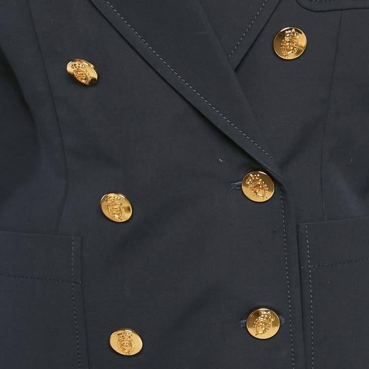 Pre Owned Gucci Navy Blue Cotton Tailored Pants Suit Set S
