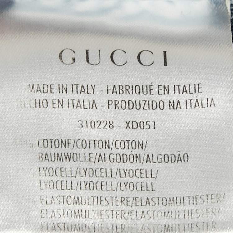 Pre Owned Gucci Dark Blue Denim Rainbow Detail Raw Edge Denim S Waist 27"