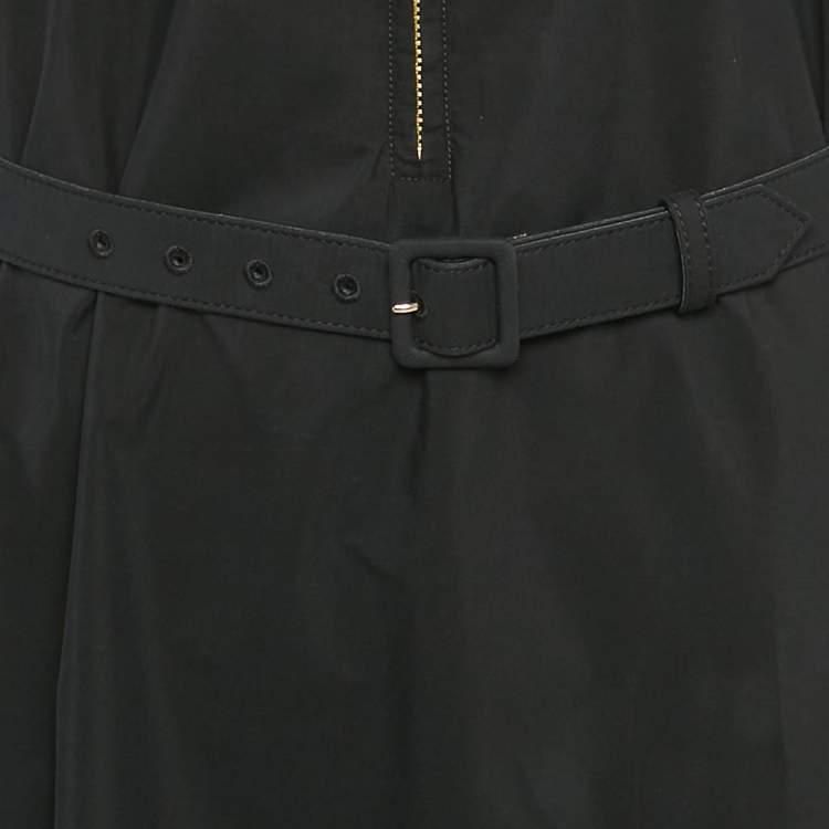 Pre Owned Gucci Black Cotton Poplin Belted Maxi Dress S