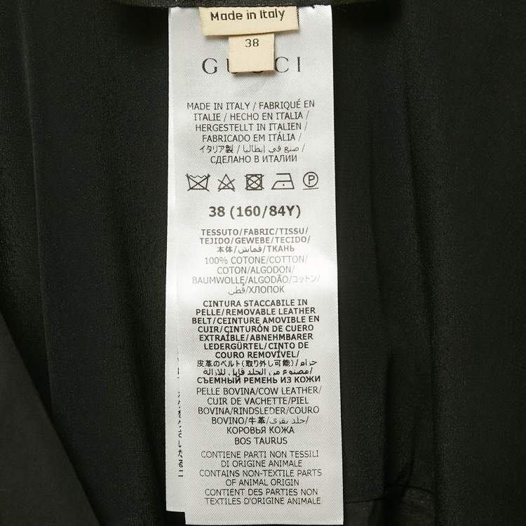 Pre Owned Gucci Black Cotton Poplin Belted Maxi Dress S