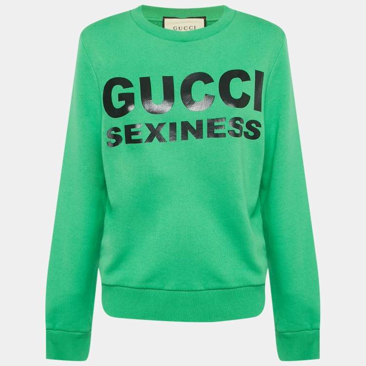 Pre Owned Gucci Green Sexiness Print Cotton Sweatshirt S
