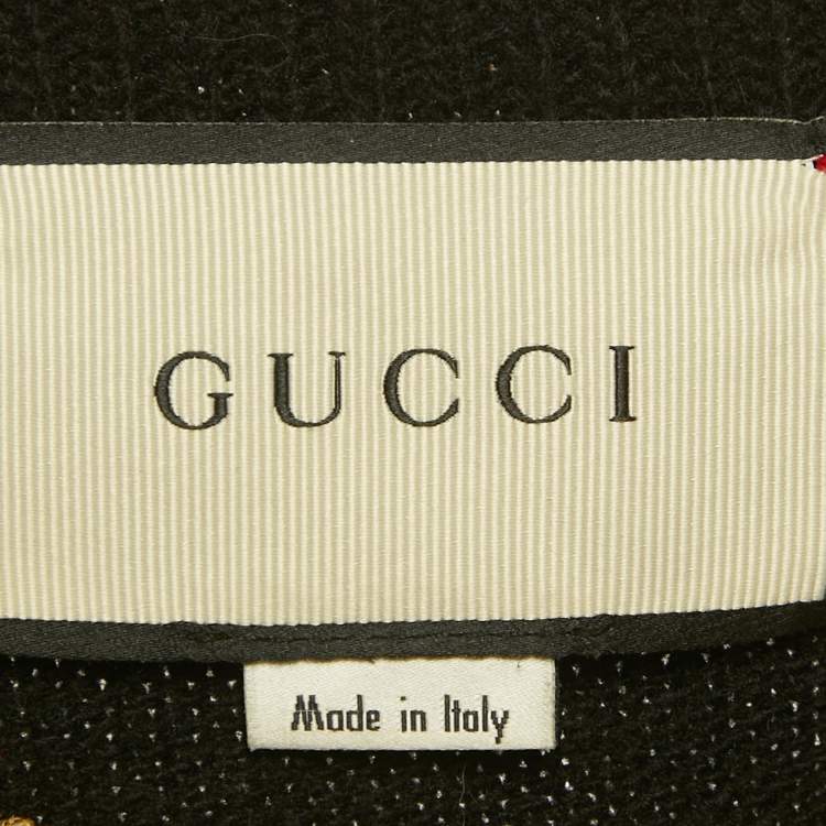 Pre Owned Gucci Black Embroidered Lurex Trim Wool Knit Sweater L