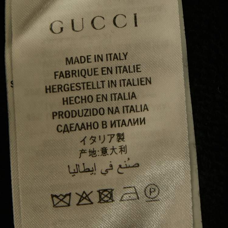 Pre Owned Gucci Black Embroidered Lurex Trim Wool Knit Sweater L