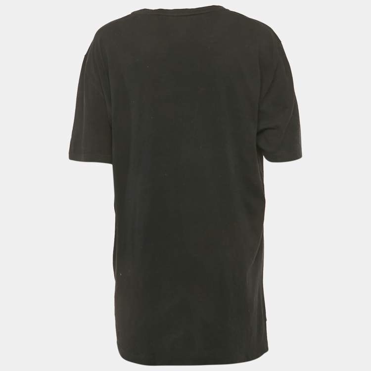 Pre Owned Gucci Black Vintage Logo Print Jersey Distressed T-Shirt M