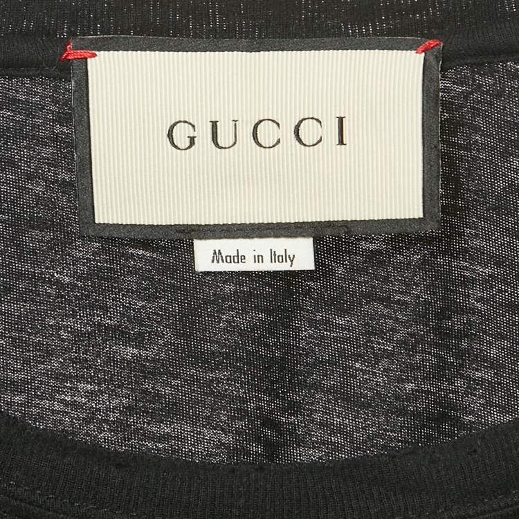 Pre Owned Gucci Black Vintage Logo Print Jersey Distressed T-Shirt M