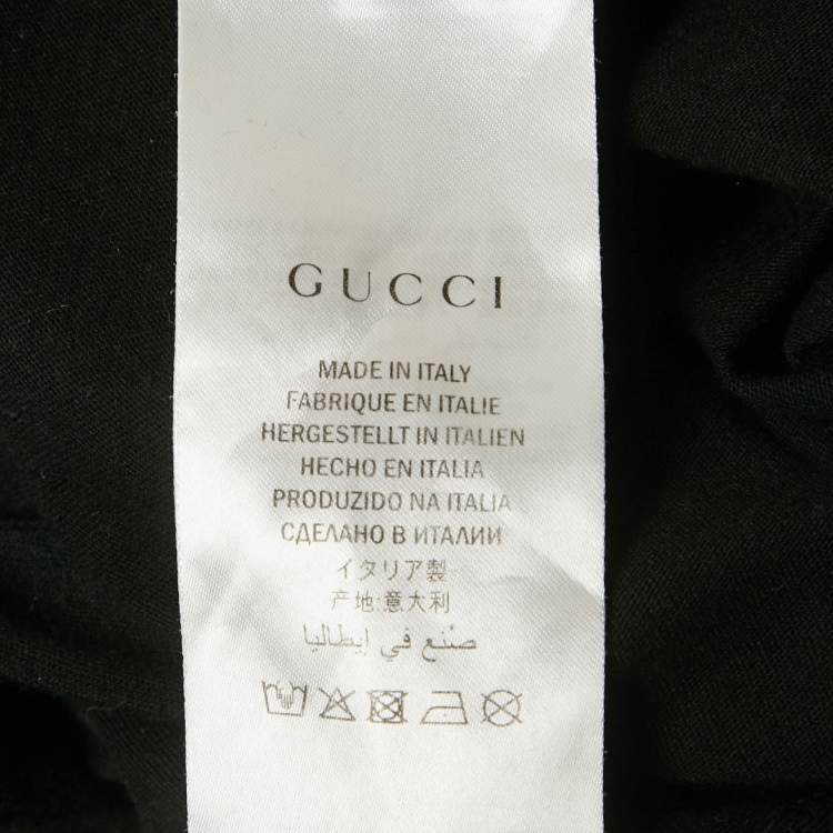 Pre Owned Gucci Black Vintage Logo Print Jersey Distressed T-Shirt M