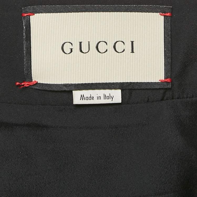 Pre Owned Gucci Black Wool Silk Logo Detail Mini Skirt S