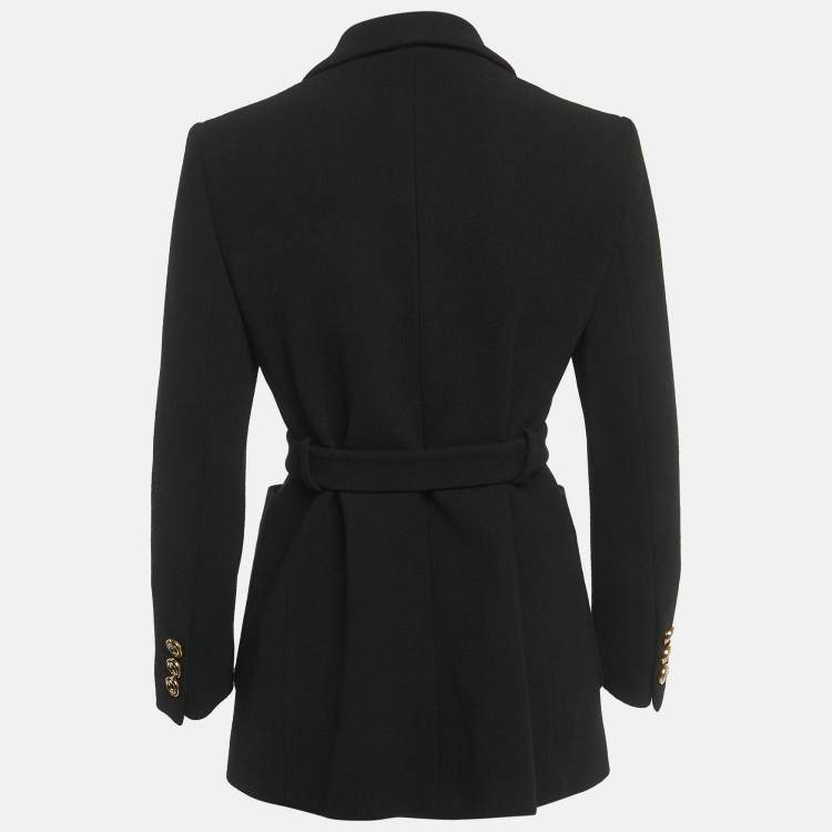 Pre Owned Gucci Black Wool Belted Jacket S