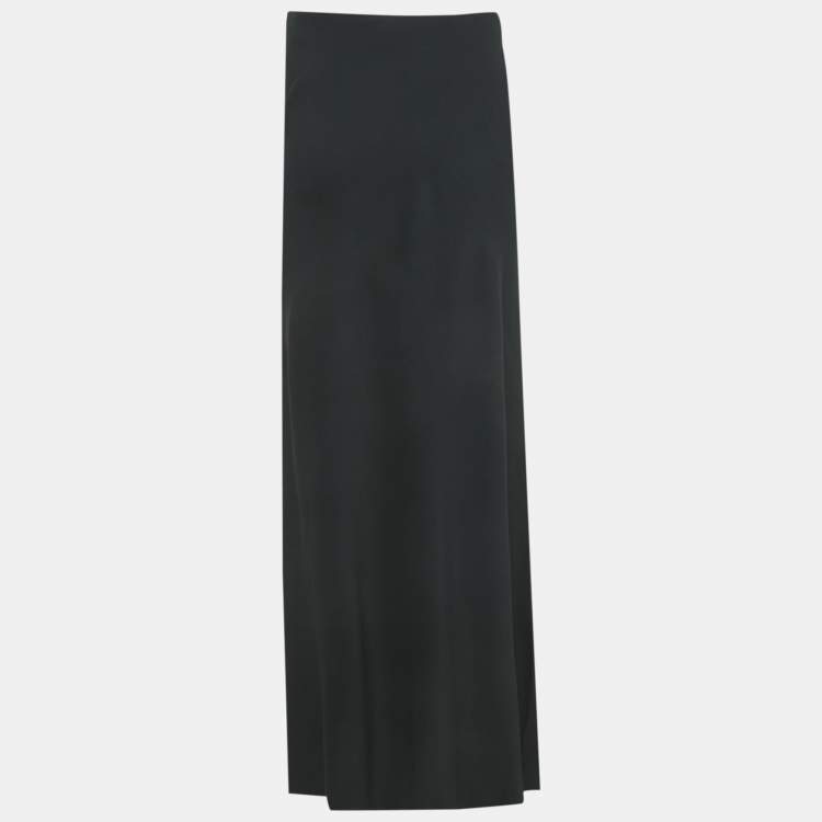 Pre Owned Gucci Black Sateen Flared Maxi Skirt M