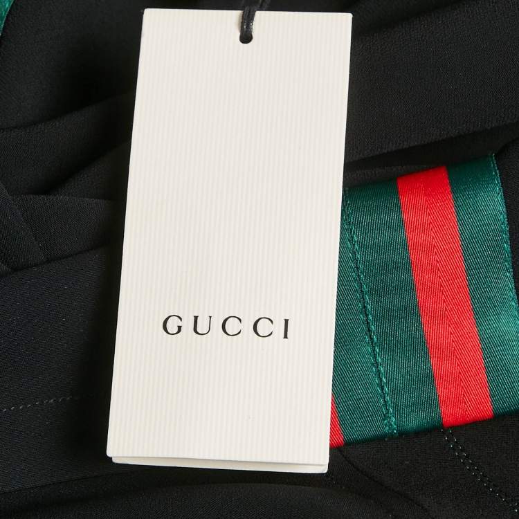 Pre Owned Gucci Black Web Trim Crepe Shift Dress XL