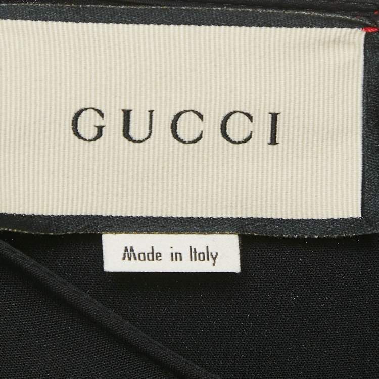 Pre Owned Gucci Black Web Trim Crepe Shift Dress XL