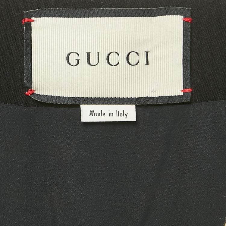 Pre Owned Gucci Black /White Houndstooth Wool Blend Playsuit M