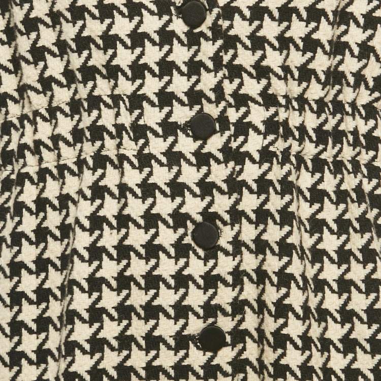 Pre Owned Gucci Black /White Houndstooth Wool Blend Playsuit M