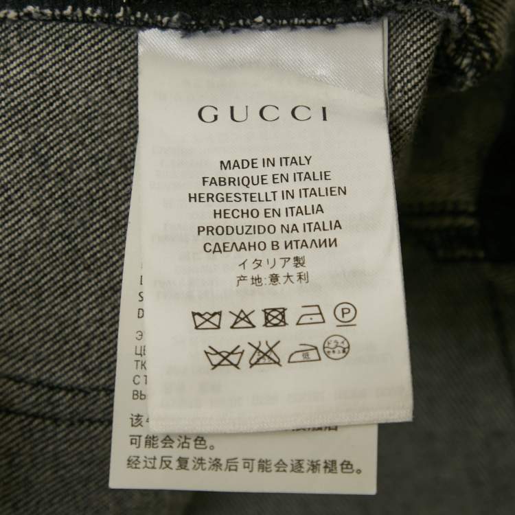 Pre Owned Gucci Black Washed Embellished Denim Shorts M Waist 30" 