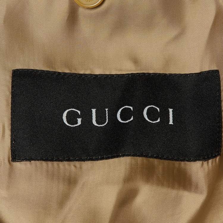 Pre Owned Gucci Brown Wool Button Front Mid Length Coat XL