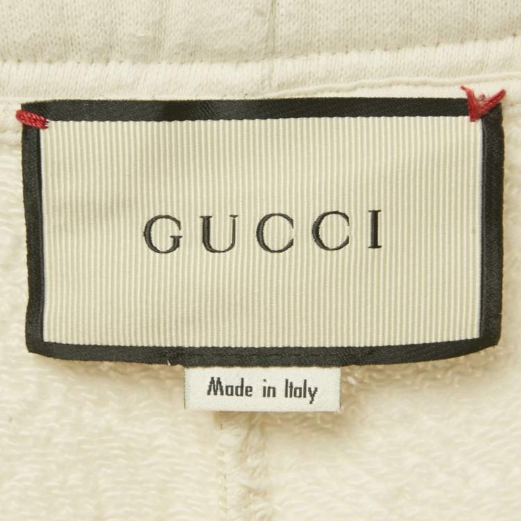 Pre Owned Gucci Ivory Logo Print Cotton Joggers XXS