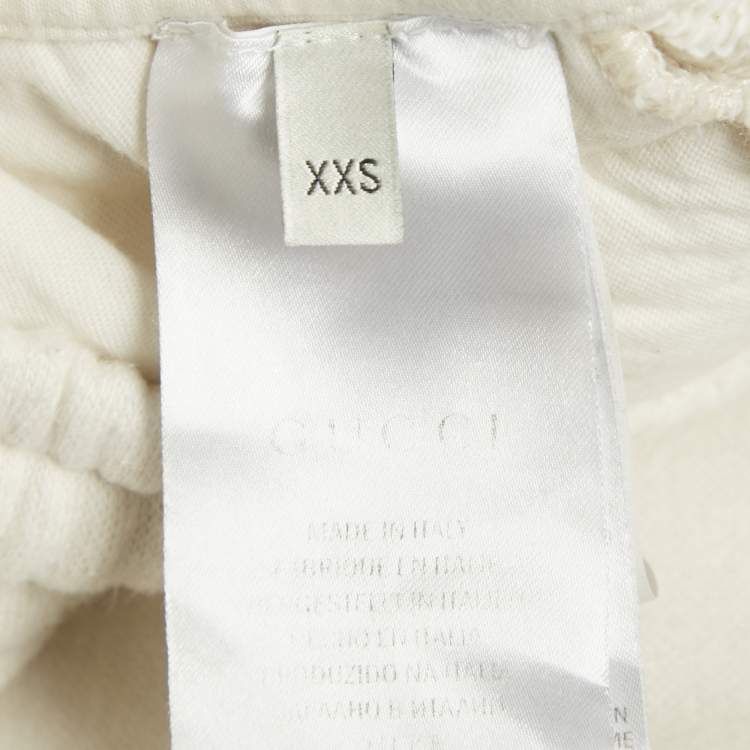 Pre Owned Gucci Ivory Logo Print Cotton Joggers XXS