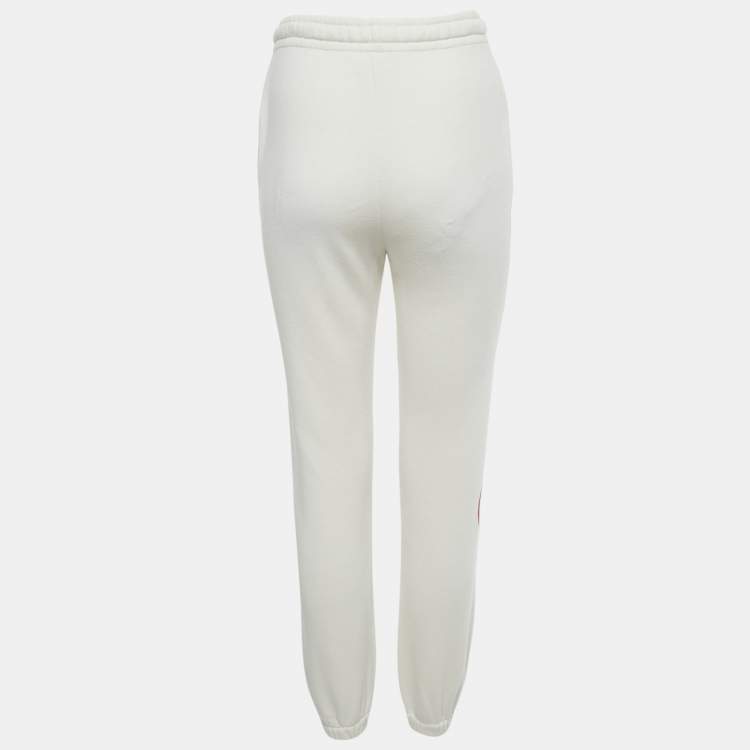 Pre Owned Gucci Ivory Logo Print Cotton Joggers XXS
