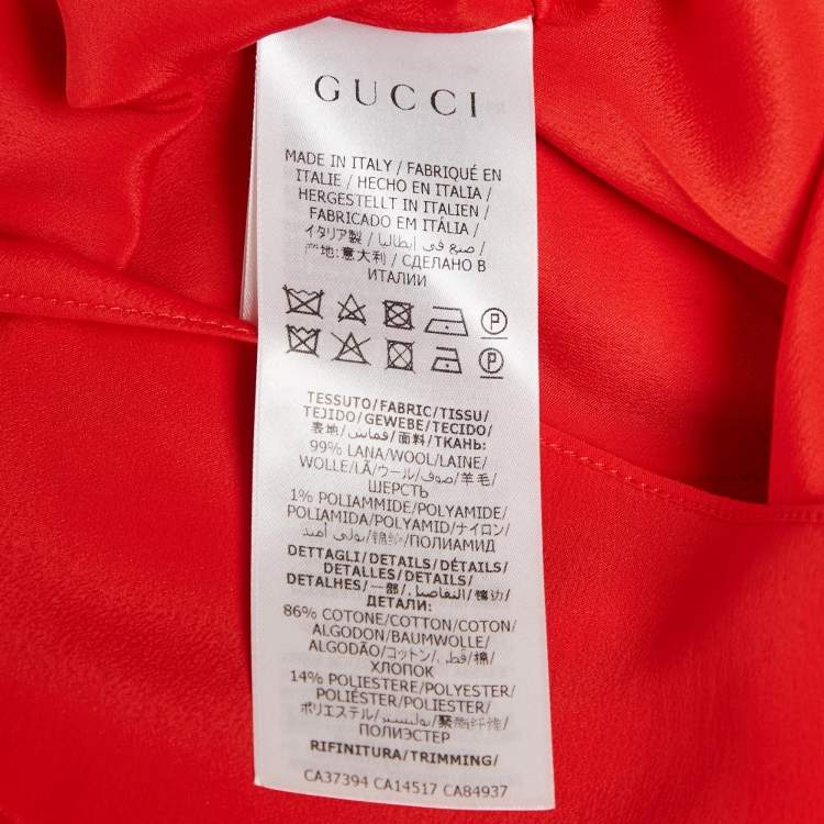 Pre Owned Gucci Red Lace Trim Tweed Shift Dress S