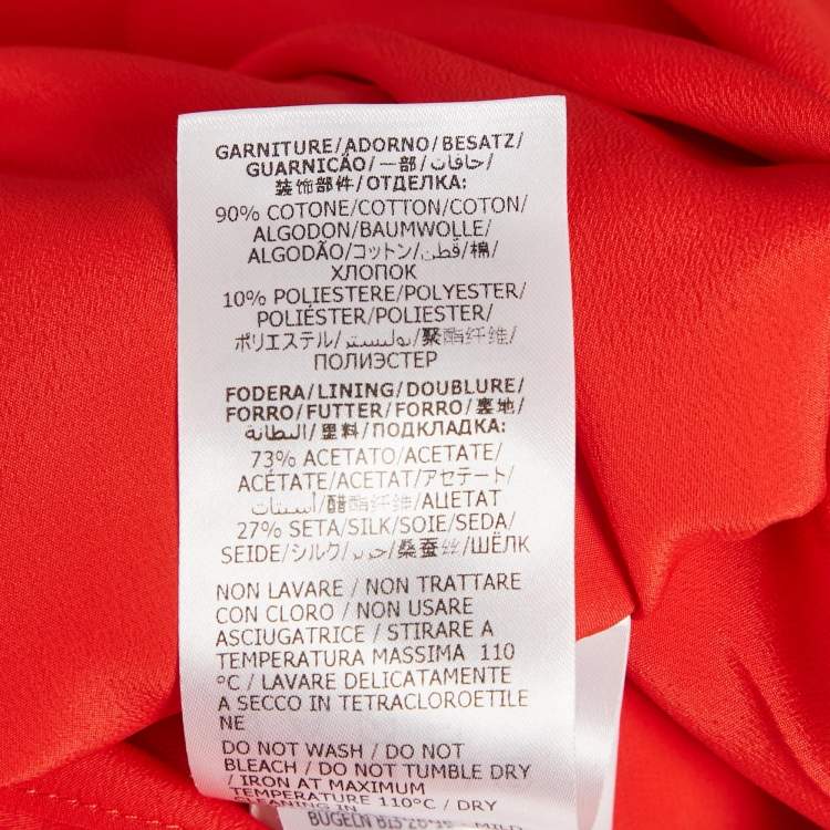 Pre Owned Gucci Red Lace Trim Tweed Shift Dress S