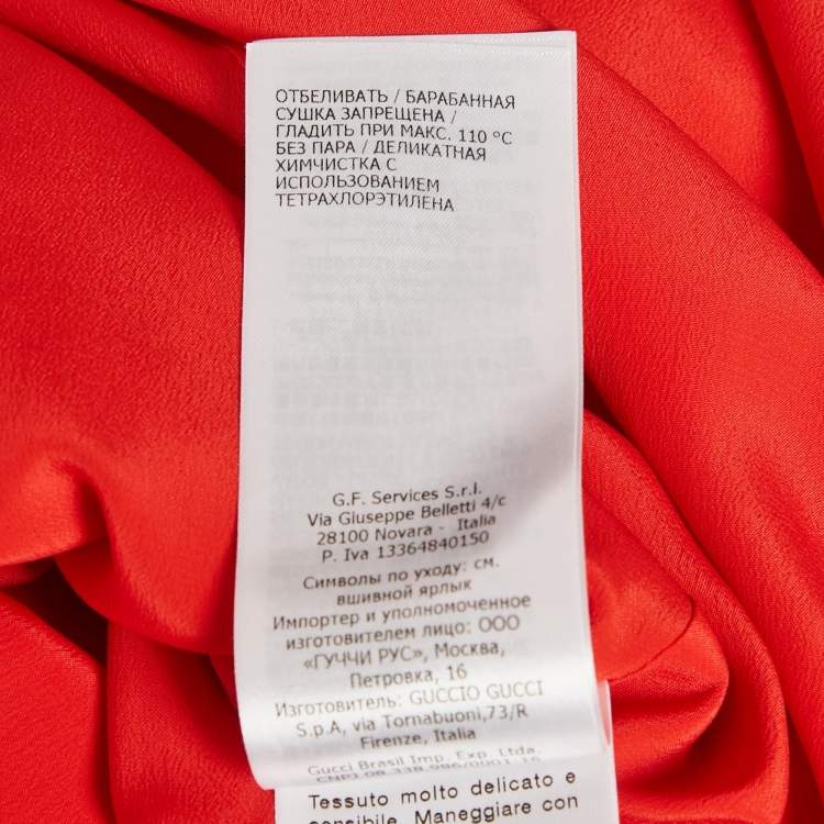 Pre Owned Gucci Red Lace Trim Tweed Shift Dress S