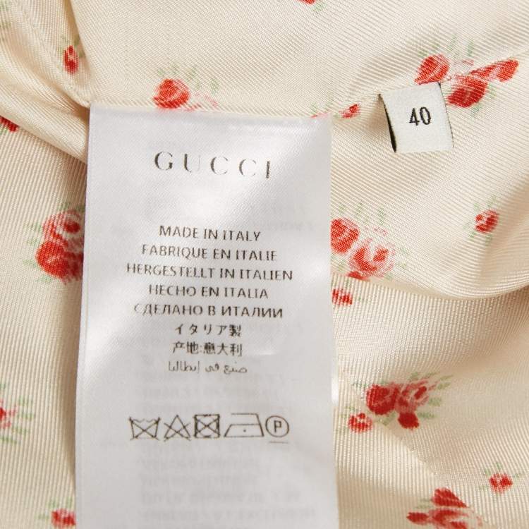 Pre Owned Gucci Blue Logo Patch Tweed Long Jacket S