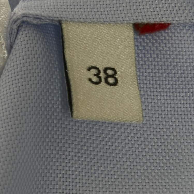 Pre Owned Gucci Blue Strawberry Embroidered Cotton Shirt S